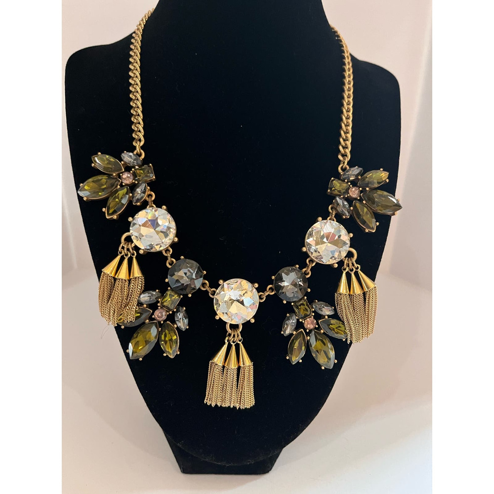 Ann Taylor Statement Necklace Goldtone Tassel Excellent Conditions Adjustable